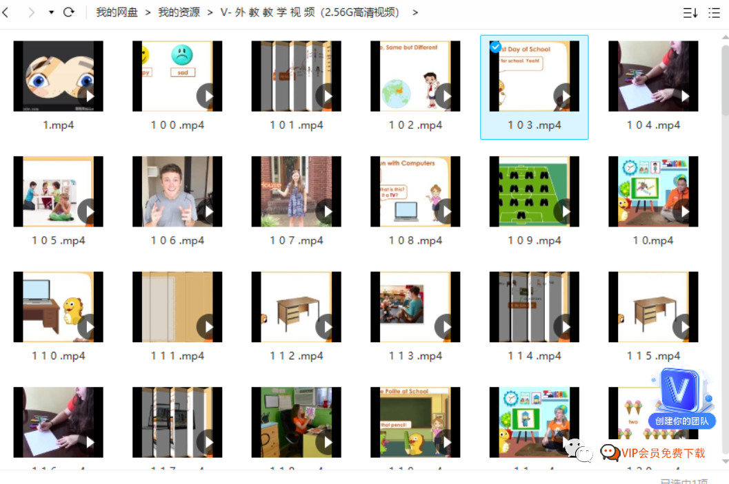 幼小衔接-小学1-6年级英语,北美外教VIPKID精品课,128集磨耳朵纯英文动画 ，百度网盘下载